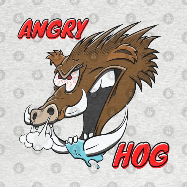 "Angry Hog" Wild Hog Cartoon Boar Funny Animal Pig Head by Dad n Son Designs